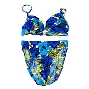 Body I.D. Two Piece Floral High Wasted Bikini 70’s 80’s vintage